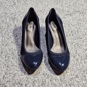 Life Stride Navy Blue Wedge Shoe sz 10W